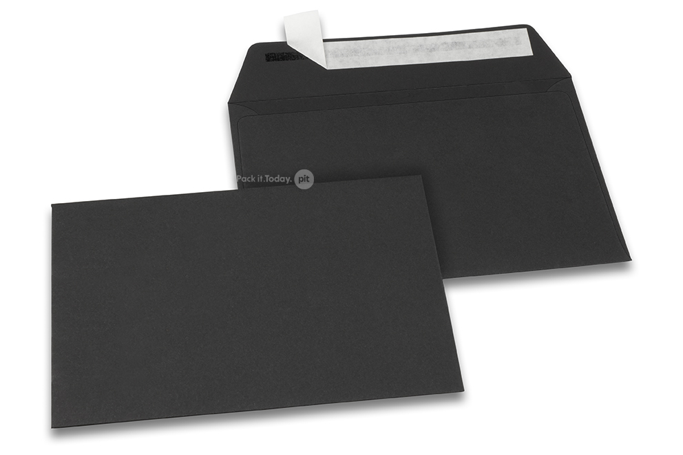 Värilliset paperikirjekuoret, musta - 114 x 162 mm