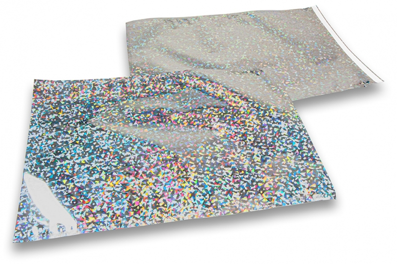 Värilliset metallinhohtoiset foliokuoret, holografinen, hopea - 229 x 324 mm