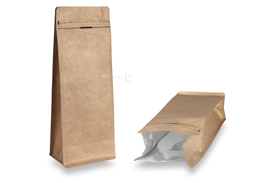 Pystypussi tasapohja - ruskea, 2000 ml / 1000 grammaa jauhettua kahvia