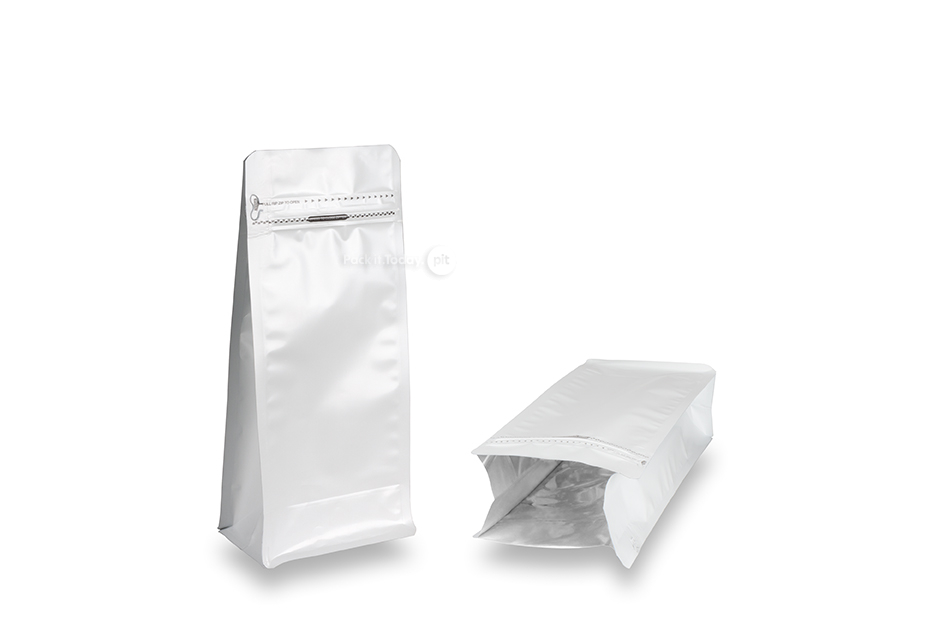 Pystypussi tasapohja - valkoinen, 1000 ml / 500 grammaa jauhettua kahvia
