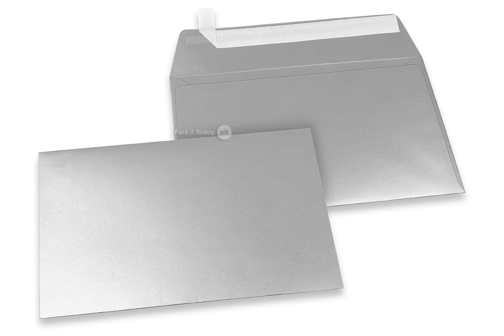Värilliset paperikirjekuoret, hopea metallinhohtoinen - 114 x 162 mm