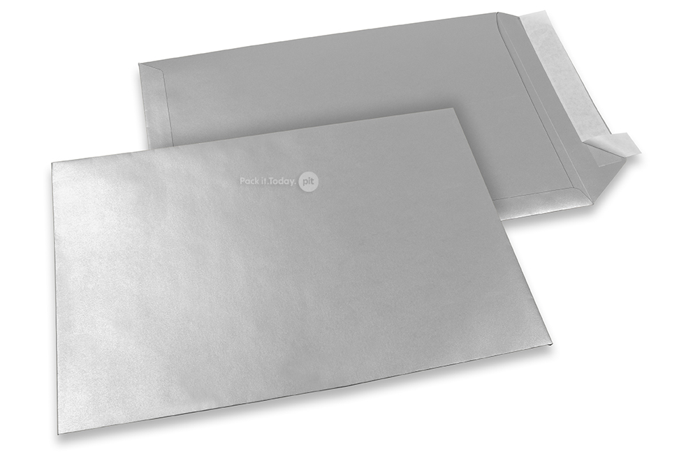 Värilliset paperikirjekuoret, hopea metallinhohtoinen - 229 x 324 mm